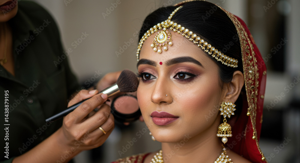 custom made wallpaper toronto digitalIndian Bride's Radiant Transformation: Makeup Magic Unveiled! Stunning Wedding Beauty, Bridal Glam, and Exquisite Jewelry.