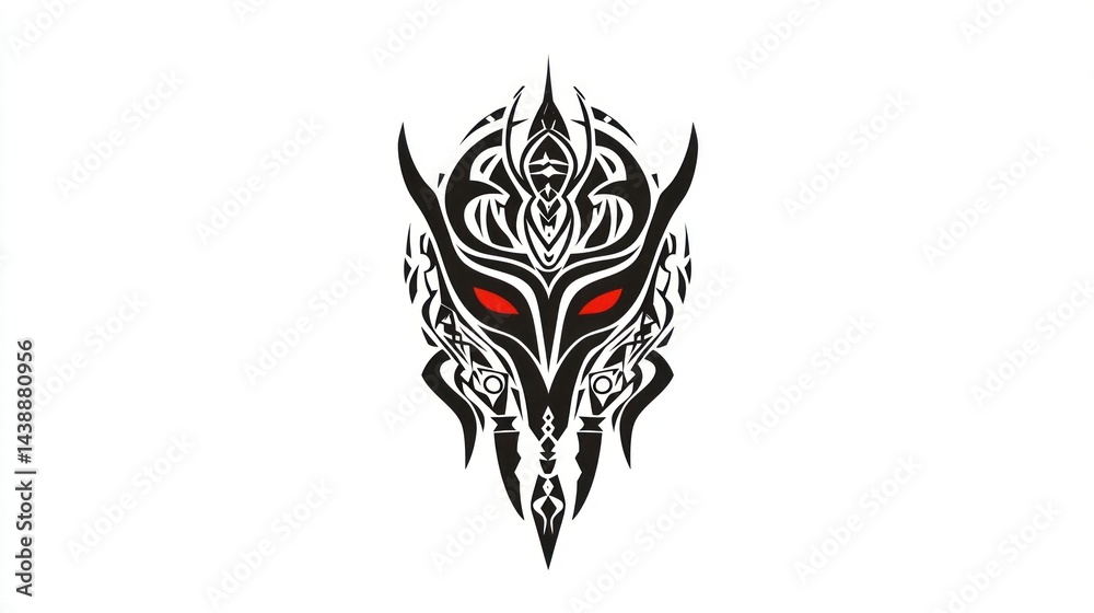 Fototapeta premium Tribal Mask Design on White Background