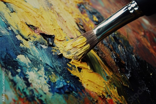 Vibrant oil paints on canvas, artist's brush stroke