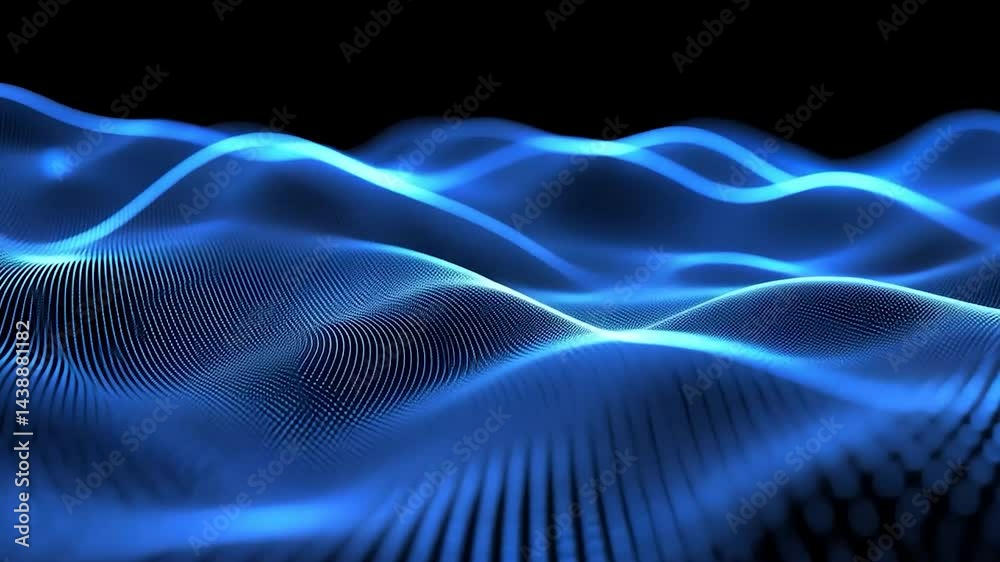 Abstract digital landscape of glowing blue particles. Abstract digital landscape of glowing blue particles.