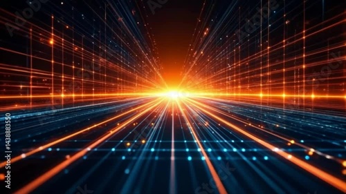abstract lights background A futuristic digital landscape filled with glowing lines and grids. T this high-tech environment,a seamless loop motion.