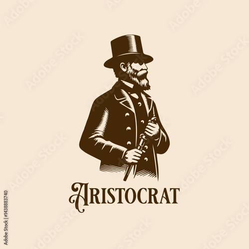 vector illustration of a man wearing top hat