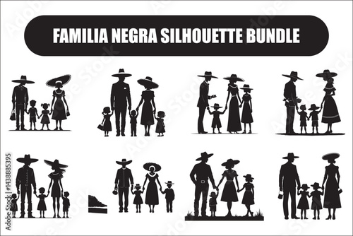 Family Fiesta Silhouettes | Cinco de Mayo Vector Art for Crafts & Party Décor
