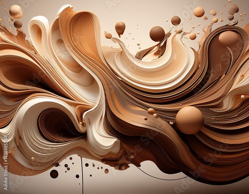 Earth-toned blobs arranged in motion like liquid choreography