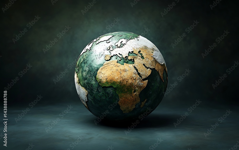 Fototapeta premium Globe Earth Africa Focus Old Texture Surface with Grunge Background
