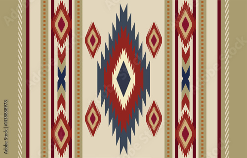 Ethnic tribal Aztec colorful stripe background. Seamless tribal pattern, folk embroidery, tradition geometric Aztec ornament. Traditional design for fabric, textile, print, rug, paper