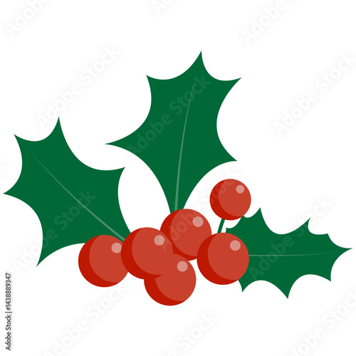 Christmas holly berry leaves. Vector illustration. Holly Berry Christmas. 