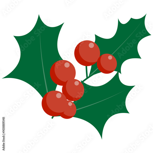 Christmas holly berry leaves. Vector illustration. Holly Berry Christmas. 