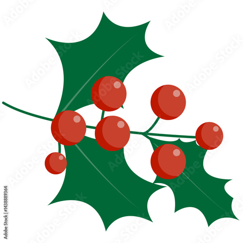 Christmas holly berry leaves. Vector illustration. Holly Berry Christmas. 