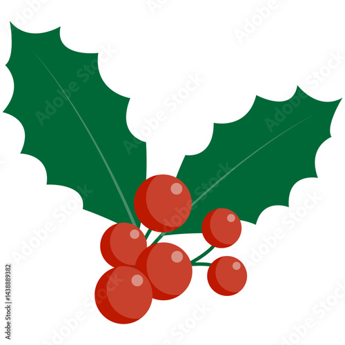 Christmas holly berry leaves. Vector illustration. Holly Berry Christmas. 