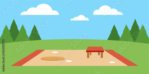 Ideal Empty Open Picnic Field for Relaxing Backgrounds Vector Illustration