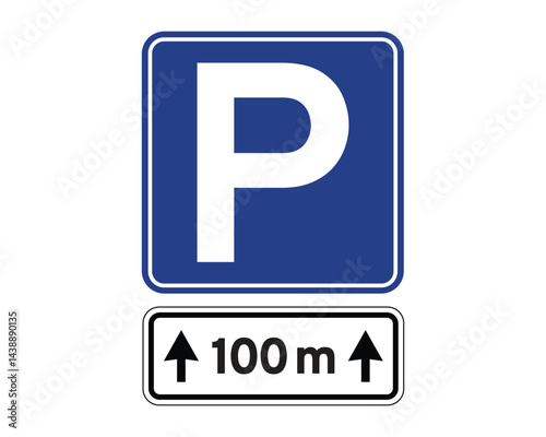Parking Area with Distance Indicator, Traffic Navigation Aid – High Quality Stock Image