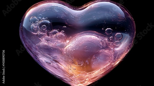 Abstract liquid heart in a gradient of pink, purple and orange colors