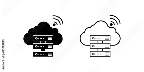 cloud computing vector glyph flat icon . vector illustration, pictogram isolated on white background. color editable