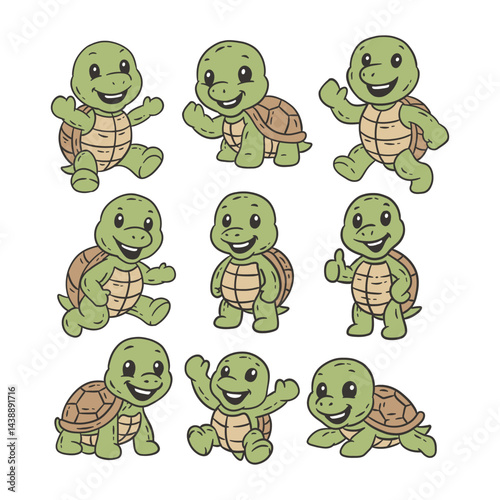 Cute Turtle Doodle Style Illustration