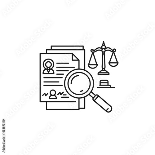 Legal Investigation with Magnifying Glass and Documents  