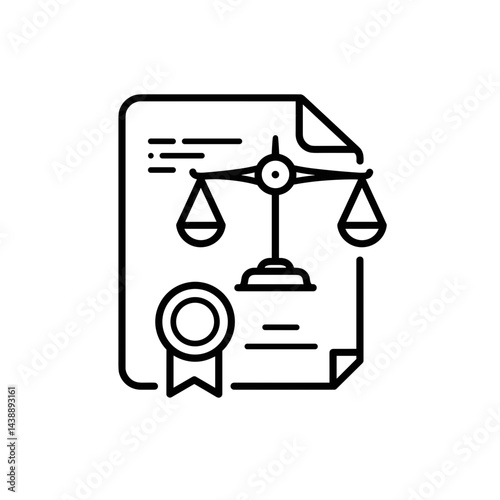 Notary seal with scales of justice on document background  