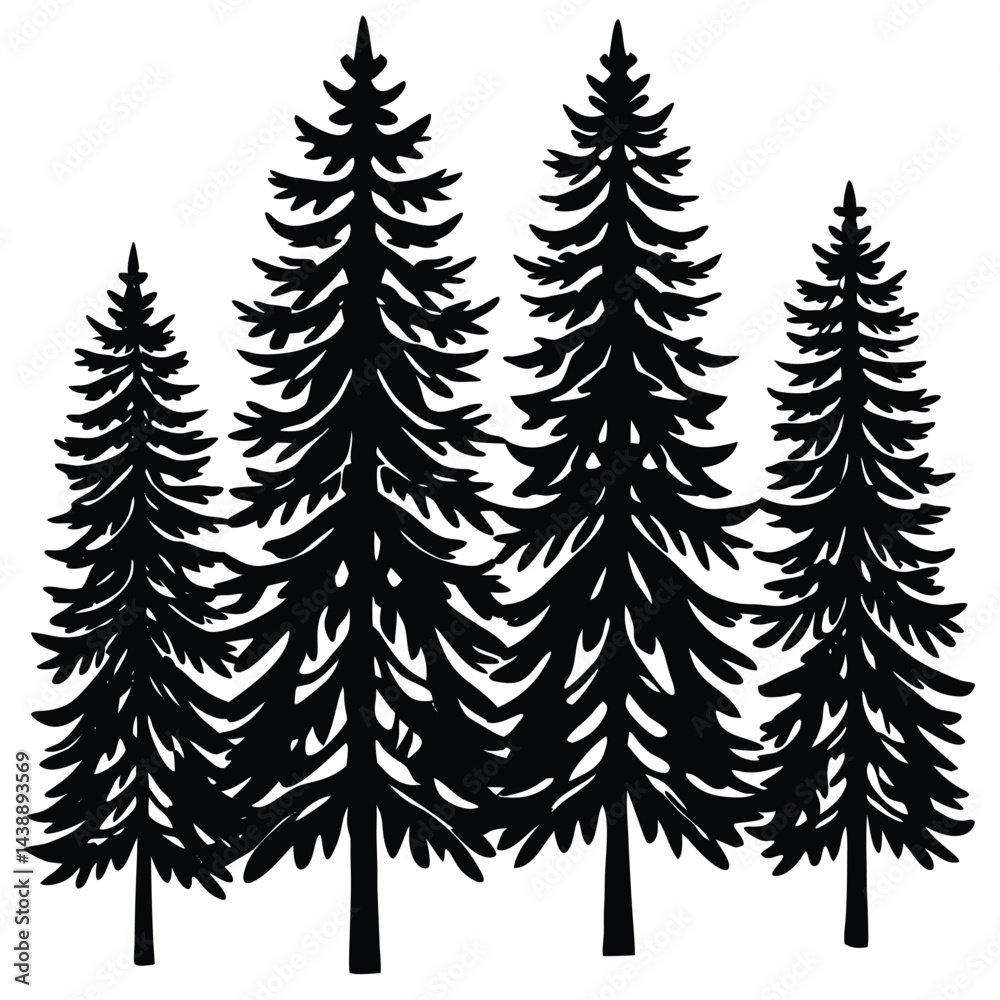 Obraz premium Larch trees icon set isolated on white background
