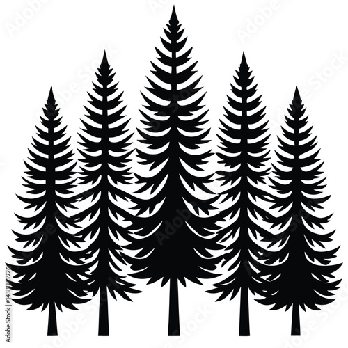 Larch trees icon set isolated on white background