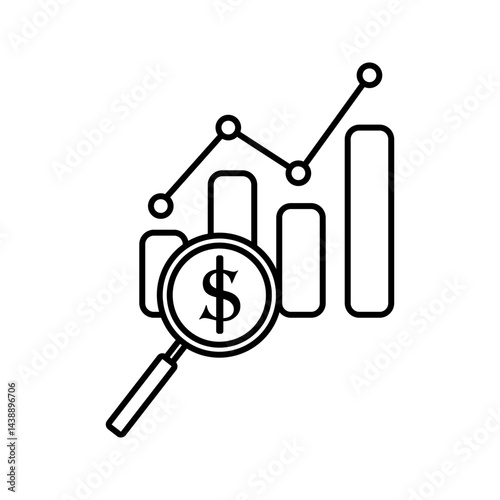 Cost reduction analysis line icon. Accountancy. Expense decline. Economic analysis. Stages and elements of a successful production cycle. Editable stroke