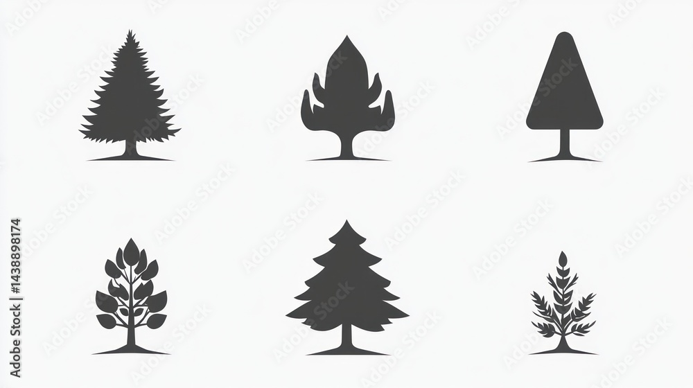 Obraz premium Tree Silhouettes, Vector Icons, Graphic Design