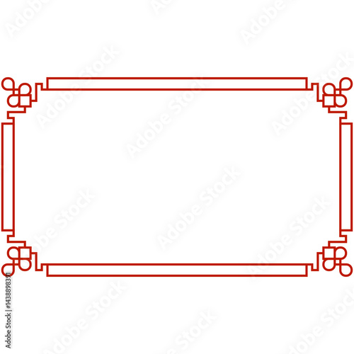 Chinese Frame Border. Red Asian red knot frames and borders. Korean, chinese and japanese knot vector embellishment. Chinese red pattern ornaments and asian oriental corner frames or geometric borders