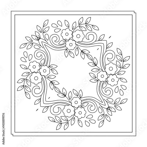 frame with flowers and butterflies
