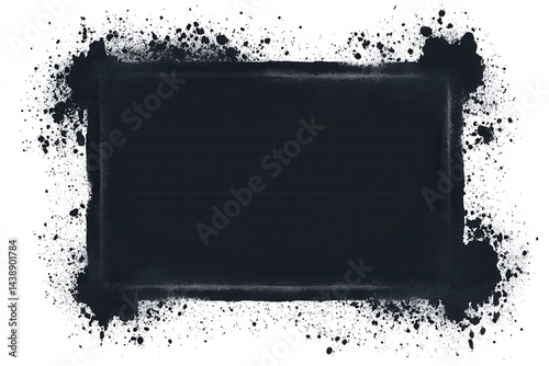 Dark rectangle frame with spray paint splatter