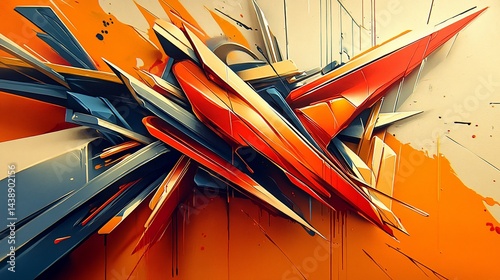 Abstract, dynamic design with bold colors and shapes
