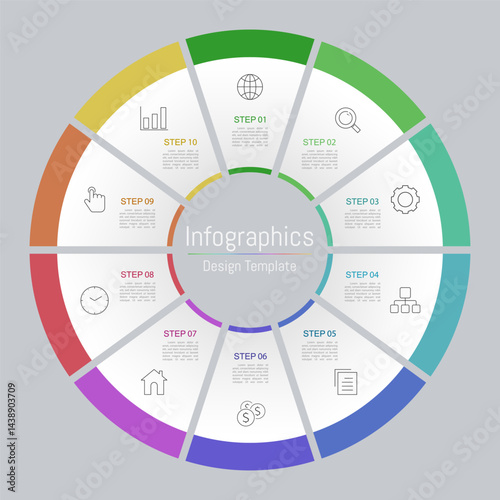 Infographic 10 options design elements for your business data. Vector Illustration.