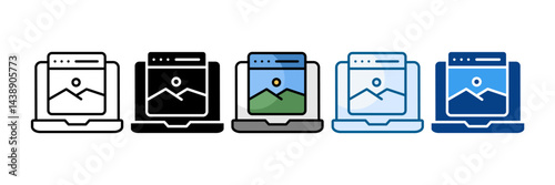 Laptop Icon Set Multiple Style Collection