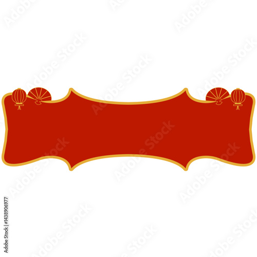 Gold frame and red background banner tag style for Chinese Festival and Event Celebrations vector design vector set design. Chinese Text Banner.