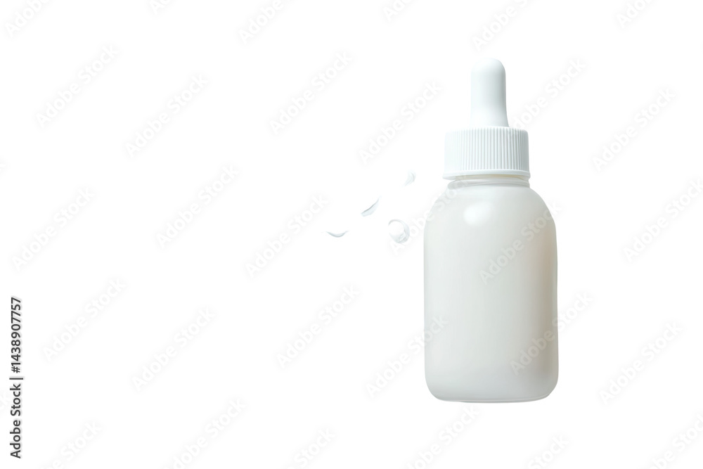 White Dropper Bottle for Essential Oils or Serums on a Clean Background on transparent background White Dropper Bottle for Essential Oils or Serums on a Clean Background on transparent background