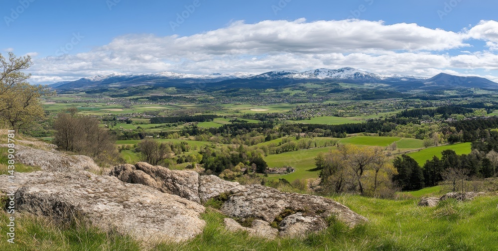 Fototapeta premium Panoramic alpine valley view