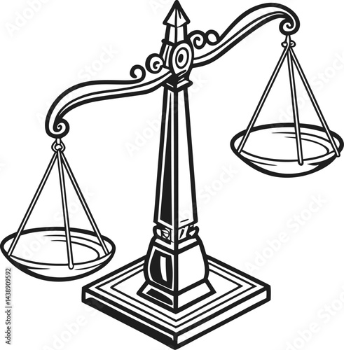 Elegant Scales of Justice Icons for Legal and Law Designs.

