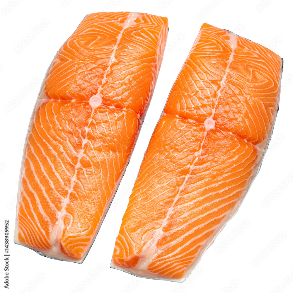 Two Fresh Salmon Fillets on White
Two Fresh Salmon Fillets on White
