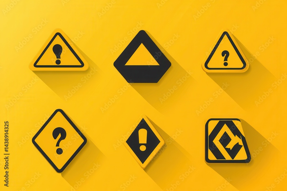 Collection of warning and informational road signs Collection of warning and informational road signs
