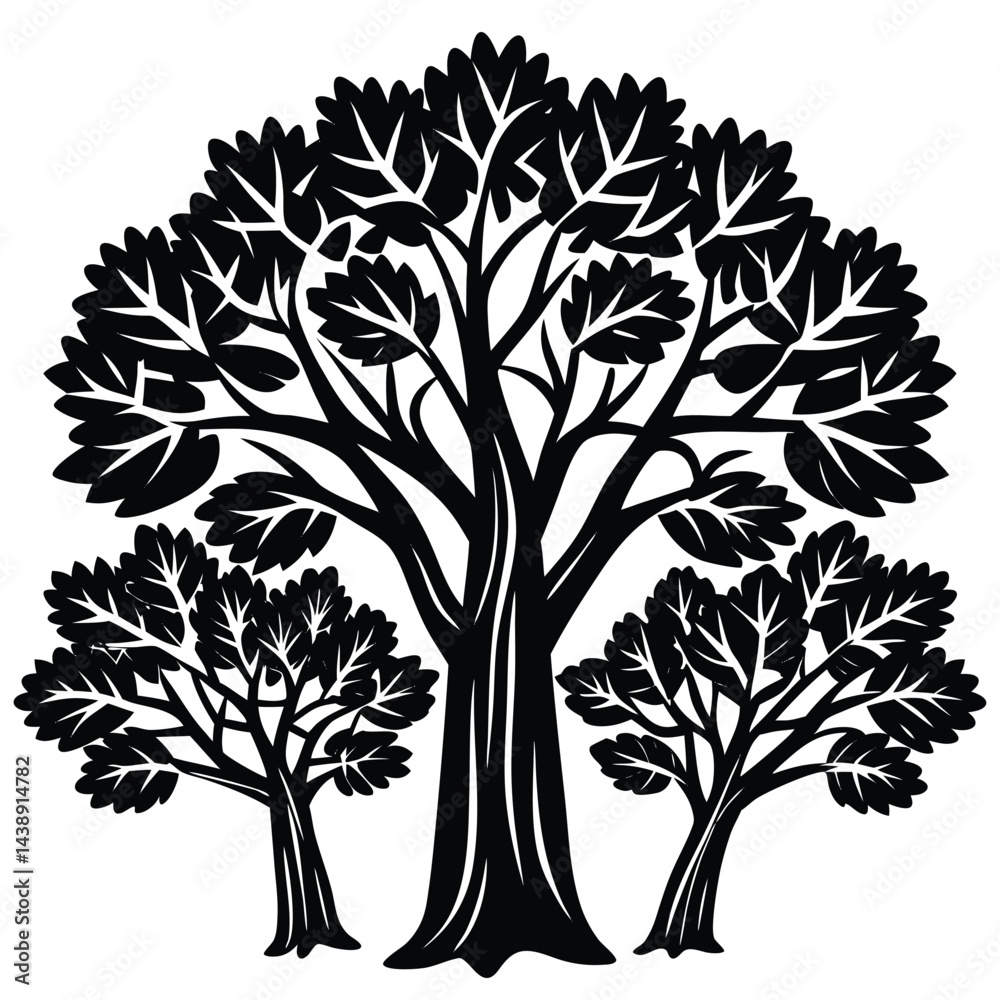 Obraz premium Kapok trees icon set isolated on white background