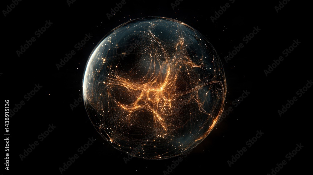 Fototapeta premium Glowing sphere energy cosmic abstract background VFX