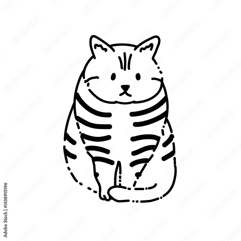 Obraz premium Cute Cat Coloring Line Art Illustration for Kids Activity, Children’s Book, and Hand-Drawn Pet Design