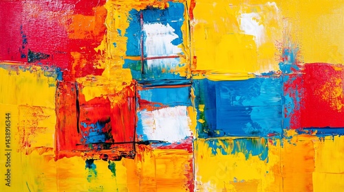 Vibrant abstract painting with bold colors and textured brushstrokes