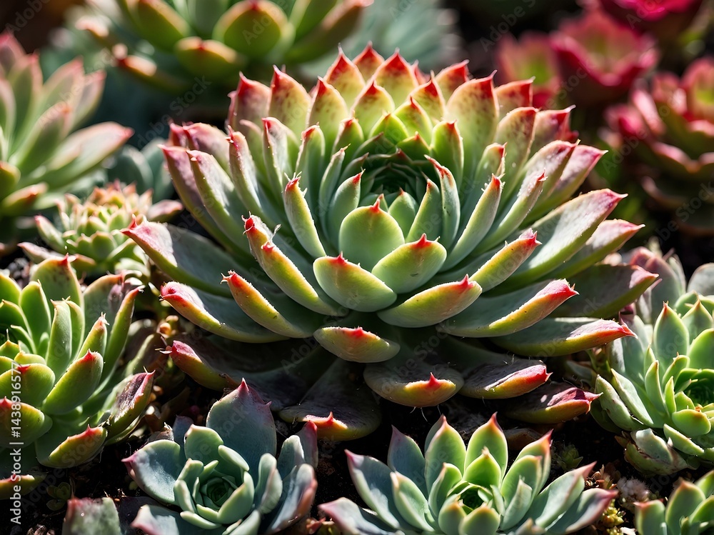 The Hens and Chicks Flower: A Charming Succulent with Unique Growth Patterns, Where the Mother Plant Nurtures Smaller Offshoots, Making It a Perfect Low-Maintenance Garden Addition The Hens and Chicks Flower: A Charming Succulent with Unique Growth Patterns, Where the Mother Plant Nurtures Smaller Offshoots, Making It a Perfect Low-Maintenance Garden Addition
