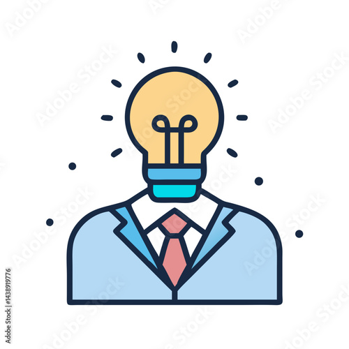 Business Head with Innovative Idea Concept Icon Design