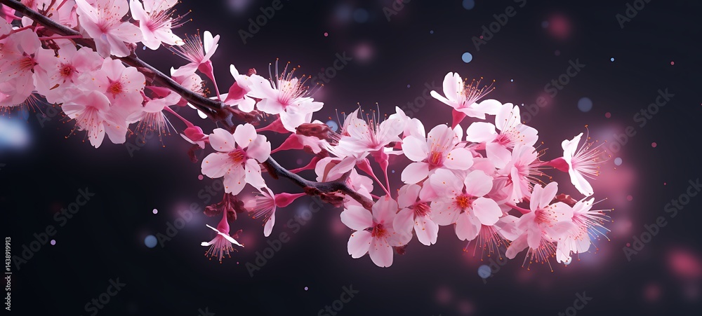 Fototapeta premium Cherry blossoms shaped constellation, ai generative