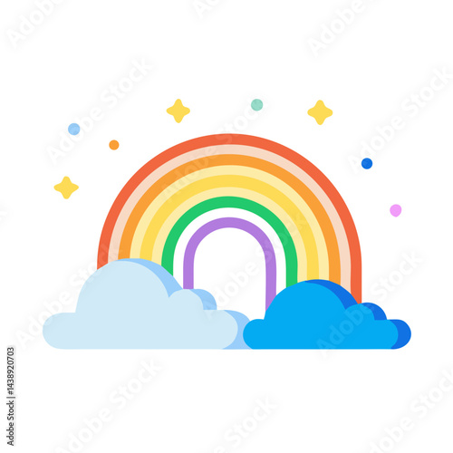 Colorful Rainbow in Sky Icon Design