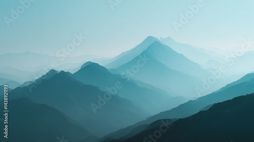 Misty mountain range landscape background wallpaper blue mountain peaks scenic view travel destination nature