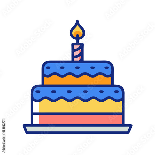 Layered Birthday Celebration Cake Icon Design