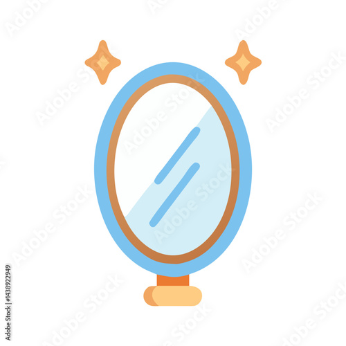 Mirror with Shining Reflection Icon Design