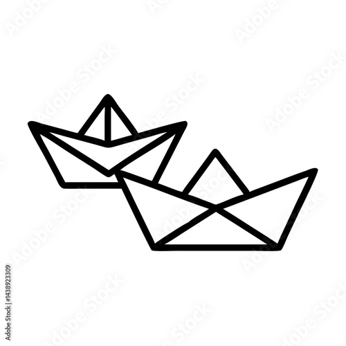 Origami Paper Boats Craft Icon Design