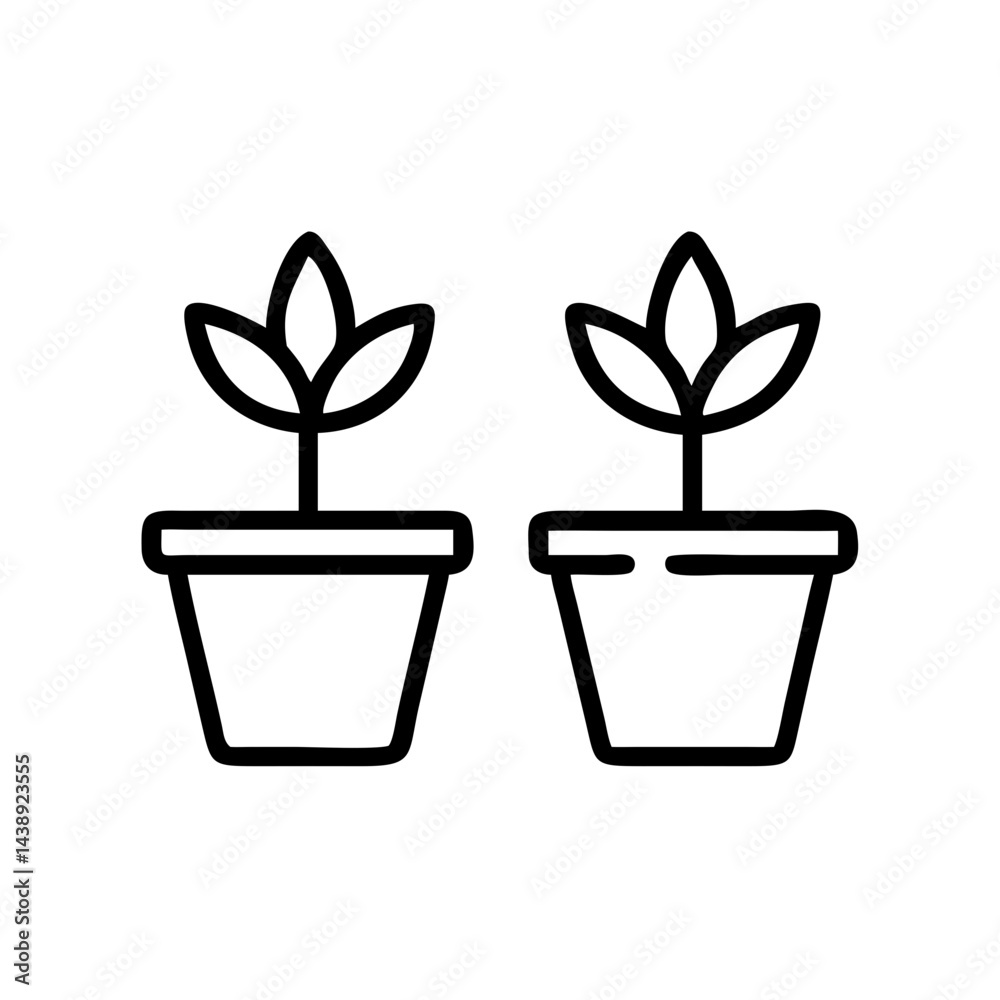Potted Garden Plants Collection Icon Design Potted Garden Plants Collection Icon Design
